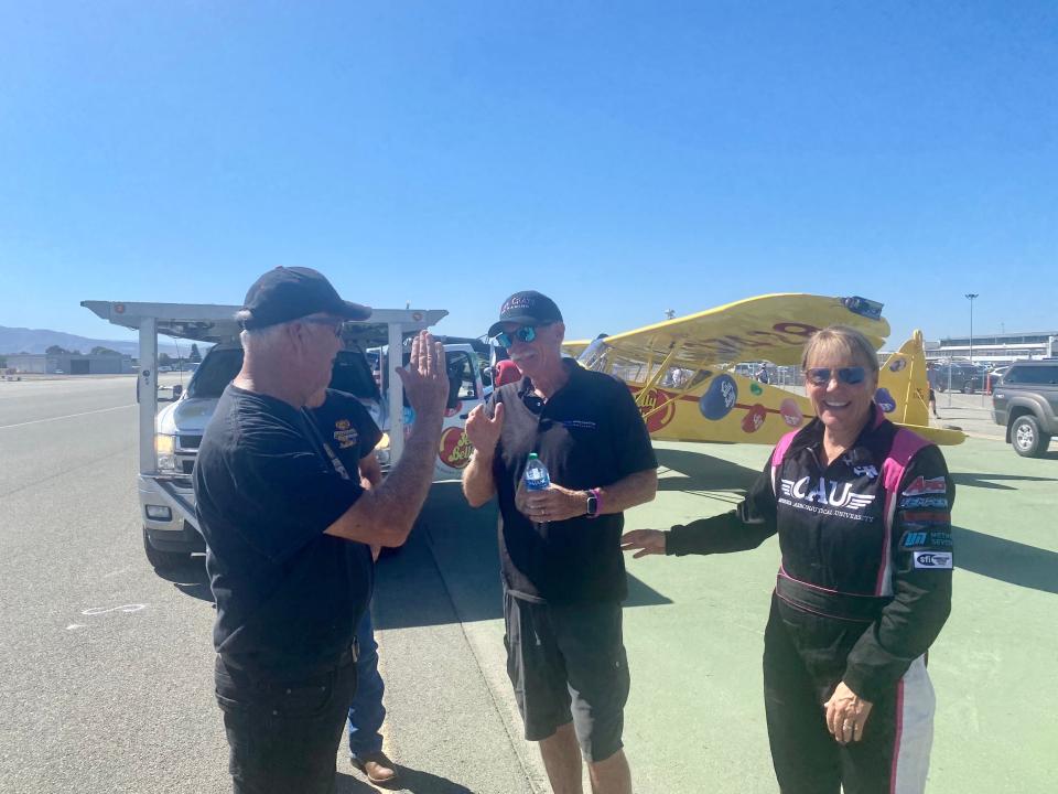From left to right: Ken Pietsch, Jeff Benzing and Vicky Benzing at the California International Airshow in Salinas on 7 Oct. 2023.