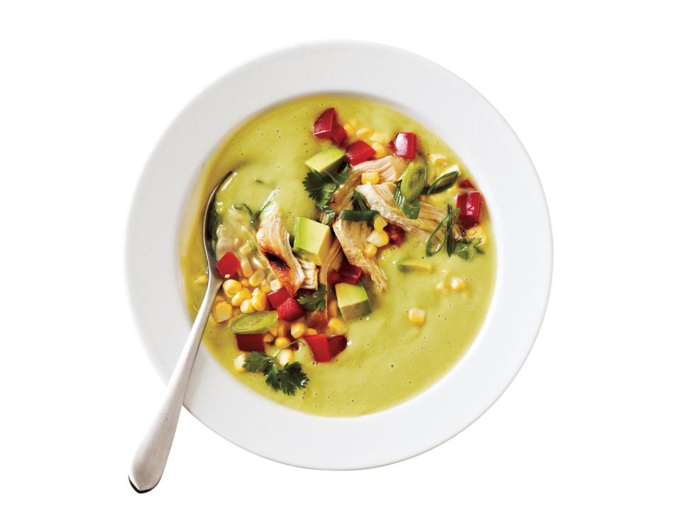 Avocado-Corn Chowder with Grilled Chicken