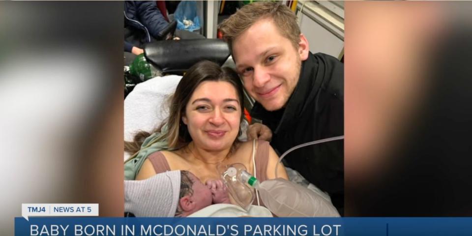 Couple gives birth in McDonald's parking lot