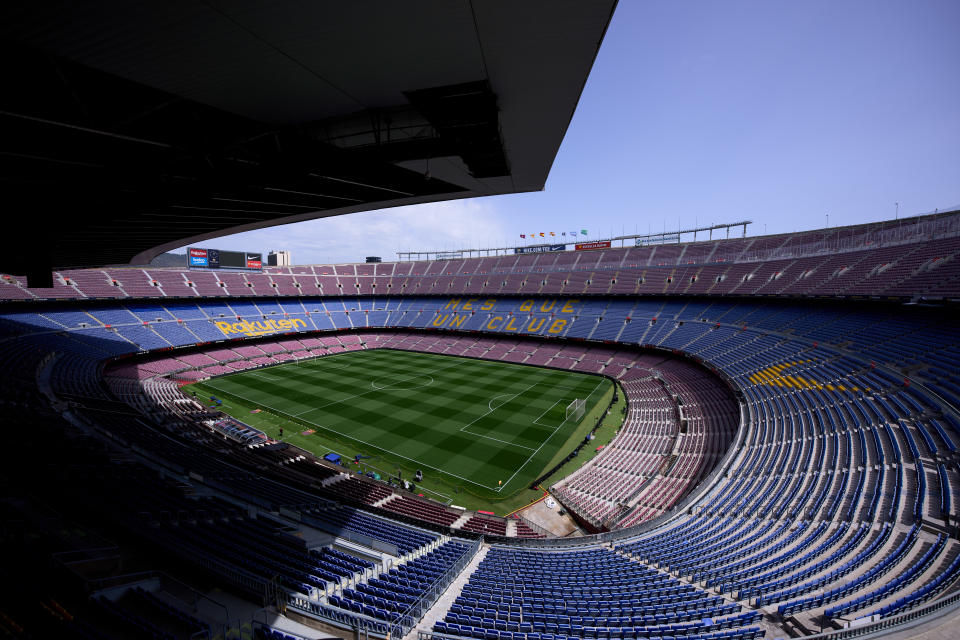 El recién nombrado Spotify Camp Nou desde una de las esquinas del estadio. (Foto: Alex Caparros / UEFA / Getty Images).