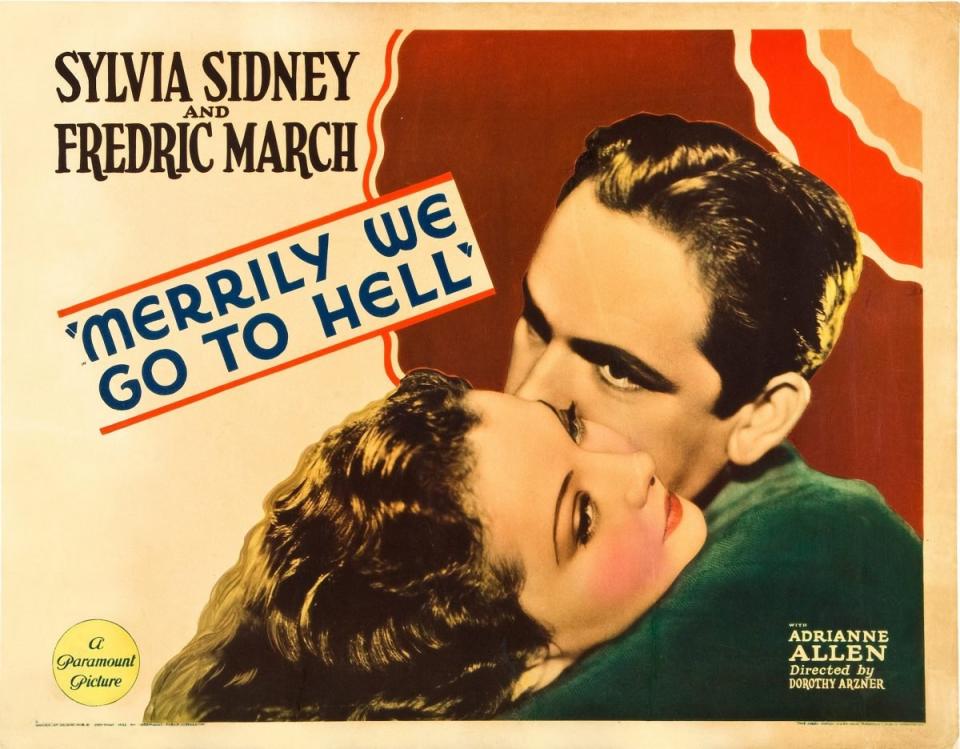 Poster for Merrily We Go to Hell starring Sylvia Sidney and Frederic March