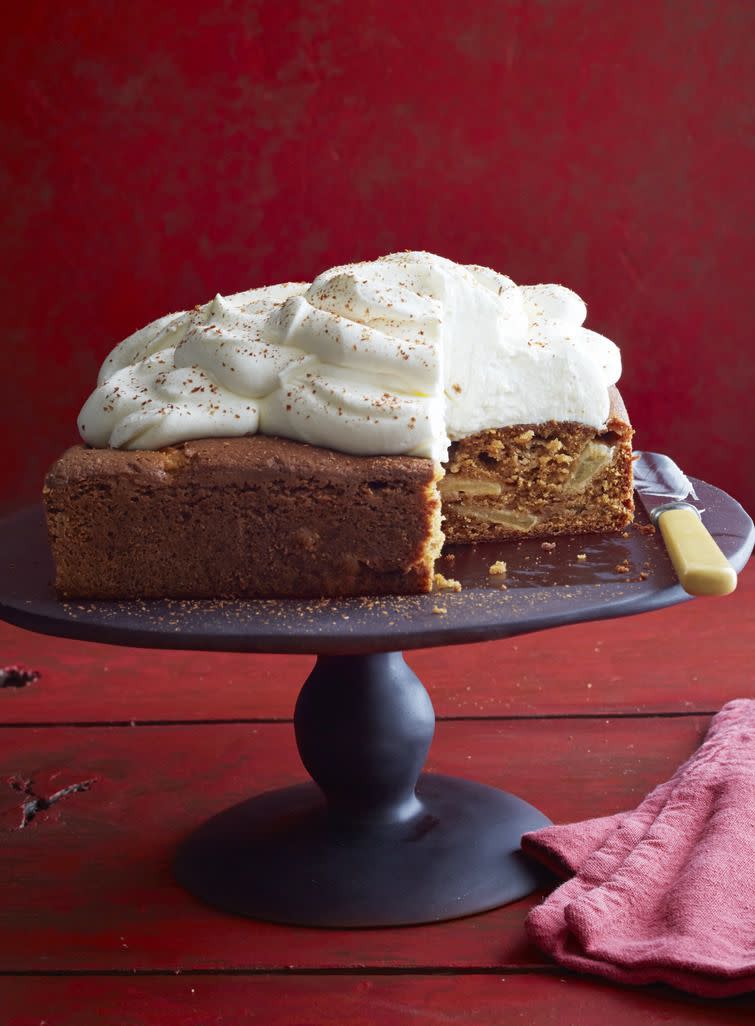 <p>This beautiful cake is perfect for fall with juicy chunks of apple in every slice and a rich frosting lightly dusted with cinnamon.<br><br><a rel="nofollow noopener" href="https://www.womansday.com/food-recipes/food-drinks/recipes/a12022/apple-spice-cake-recipe-wdy1014/" target="_blank" data-ylk="slk:Get the recipe.;elm:context_link;itc:0;sec:content-canvas" class="link "><strong>Get the recipe.</strong></a> </p>