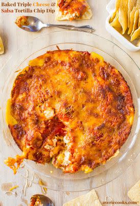Baked Triple Cheese and Salsa Tortilla Chip Dip