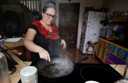 Gabriela Soto cooks cricket, as her husband biologist Federico Paniagua is promoting the ingestion of a wide variety of insects, as a low-cost and nutrient-rich food in Grecia