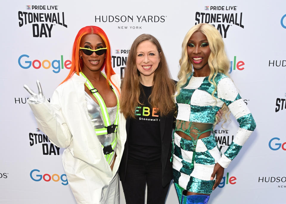 Mila Jam, Chelsea Clinton and Angelica Ross