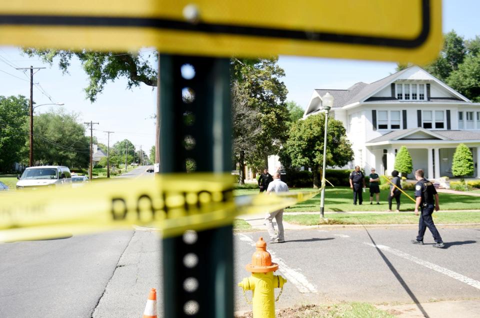 Shreveport Police respond to a shooting at the corner of Fairfield Ave. and Erie St. Sunday afternoon, May 1, 2022.