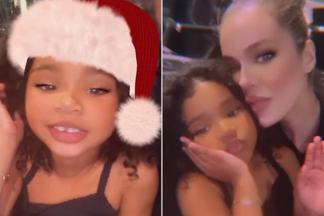 Khloe Kardashian & Daughter True Match At Christmas Party: Photos