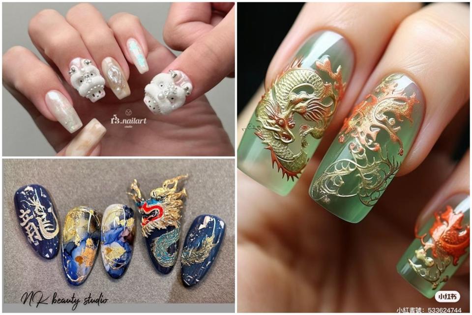 過年美甲款超喜氣。（翻攝自cherokee_nail、153.nailart IG、小紅書）