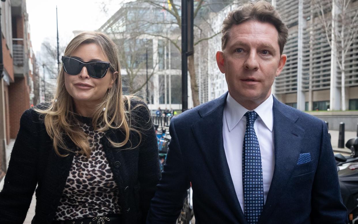 Holly Valance and Nick Candy arrive for the launch of the Popular Conservatism€™ movement on February 6th 2024 in London, UK