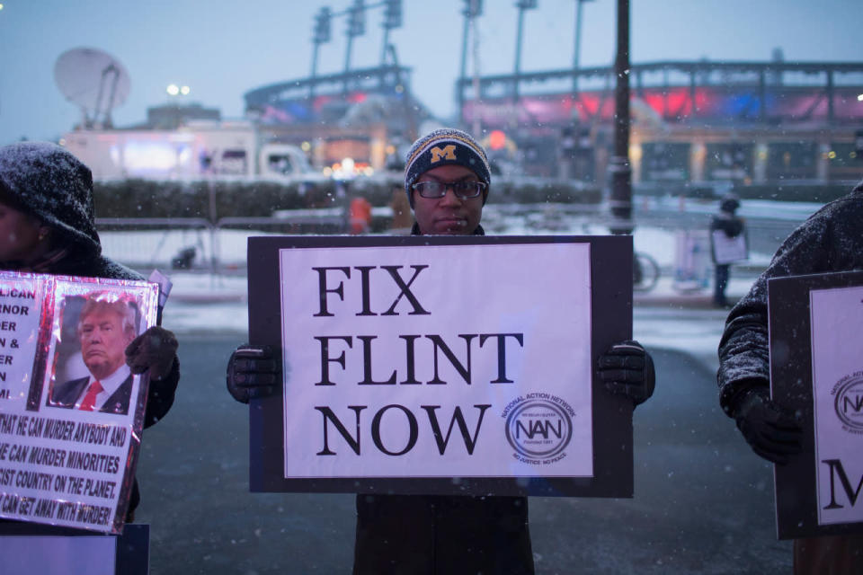 “Fix Flint now” protester