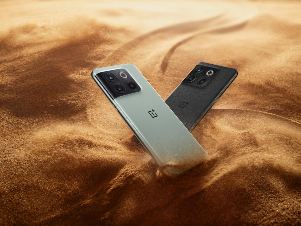 OnePlus 10T in the sand.