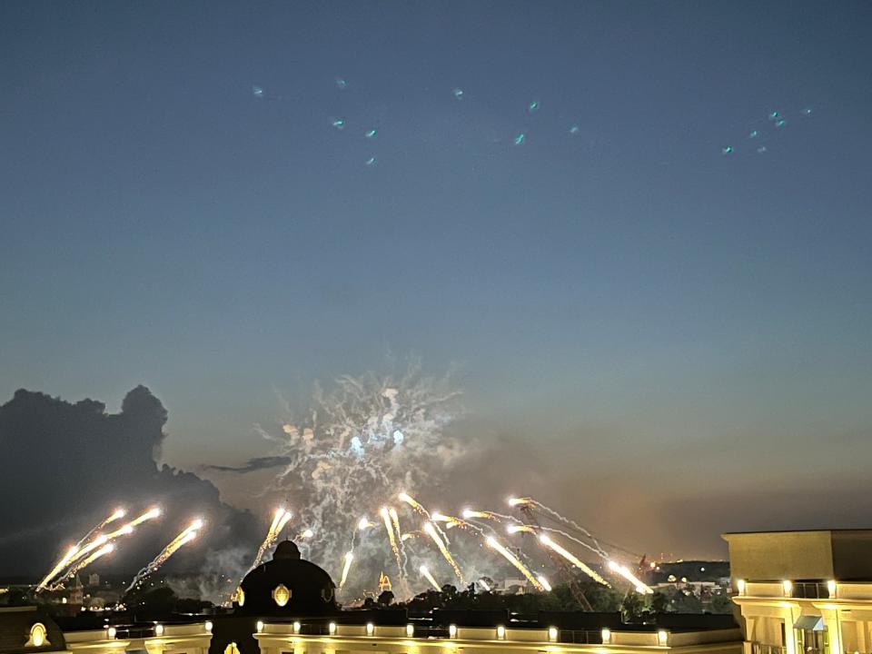 view of the epcot fireworks from topolios terrace at disney's riviera resort