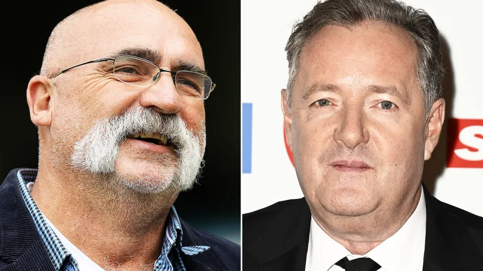 Pictured left to right, Australian cricket great Merv Hughes and Piers Morgan.