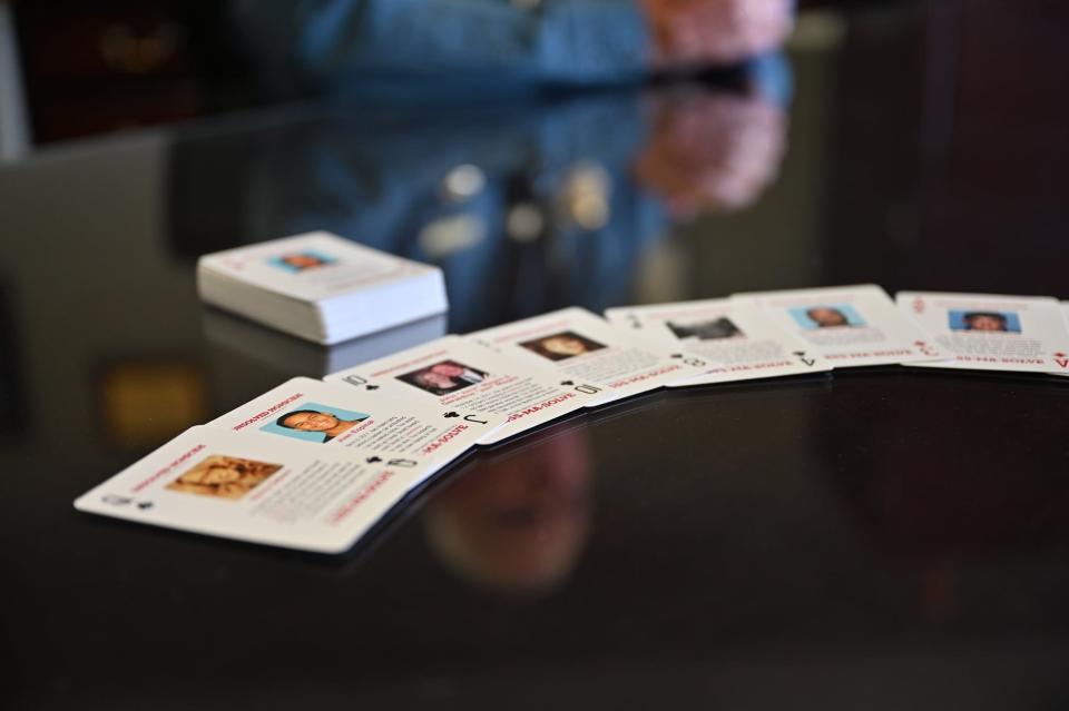 The MSP, in collaboration with the Massachusetts Department of Correction and the District Attorney’s Offices, created a deck of 52 cards that feature victims of unsolved homicides and missing persons cases in Massachusetts.