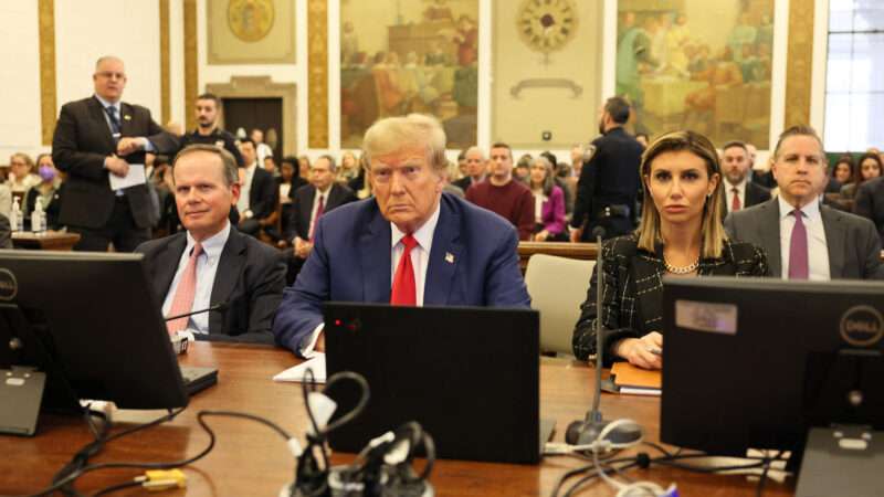 Former President Donald Trump and his attorneys in New York State Supreme Court.