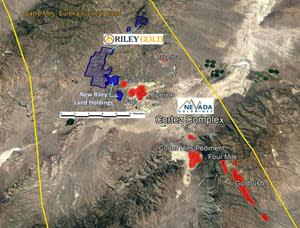 Cortez trend portion of the Battle Mountain – Eureka Trend and Riley Gold land holdings