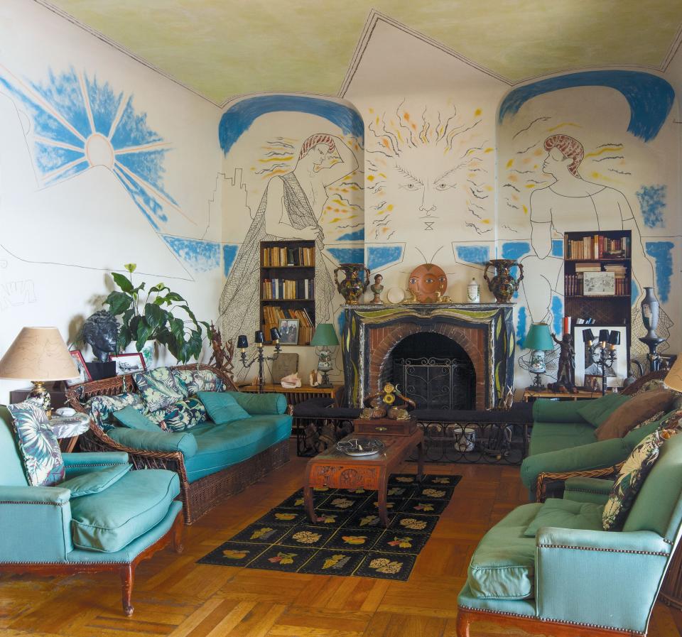 Jean Cocteau’s home in Saint-Jean-Cap-Ferrat, France, became known as La Villa Tatouée, or the Tattoo House, for its murals, painted by Cocteau himself.