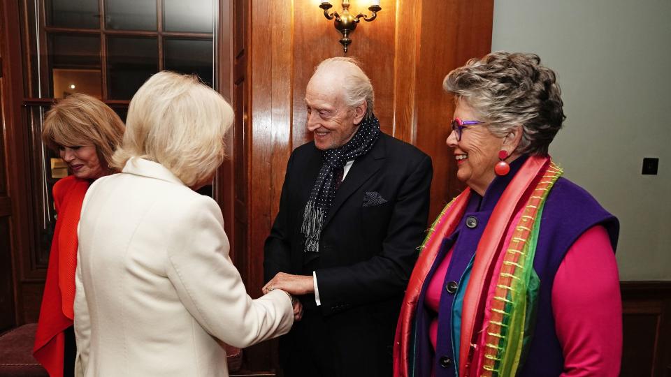 Charles Dance and Prue Leith with Queen Camilla