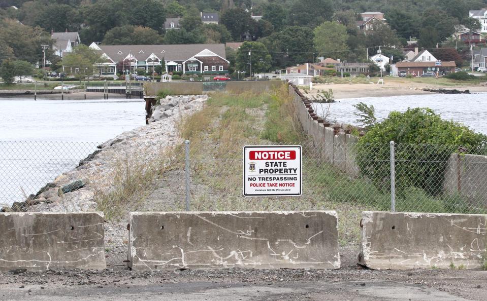 The Stone Bridge abutment on the Portsmouth side of the Sakonnet River has been largely neglected.