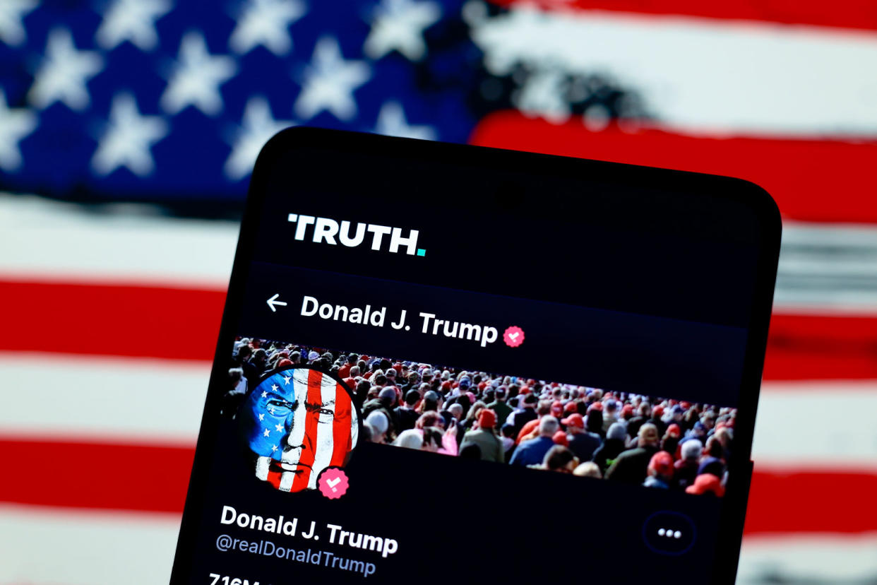 Truth Social; Donald Trump Jaque Silva/SOPA Images/LightRocket via Getty Images