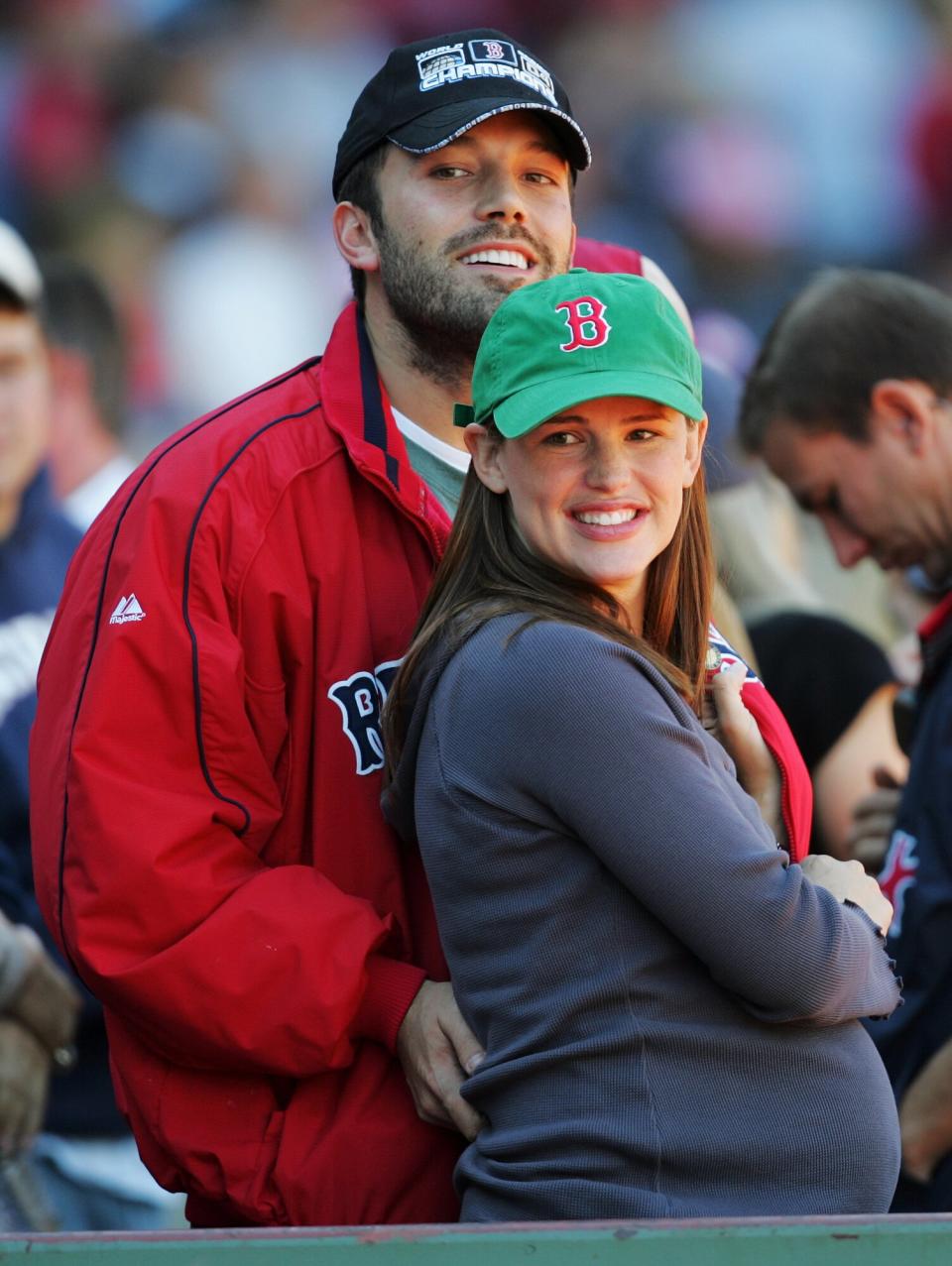 Ben Affleck and wife Jennifer Garner, who's expecting their first child, are on hand to cheer on the Boston Red Sox during a game against the New York Yankees at Fenway Park