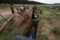 Mass burial of unidentified people killed during Russian invasion in Bucha