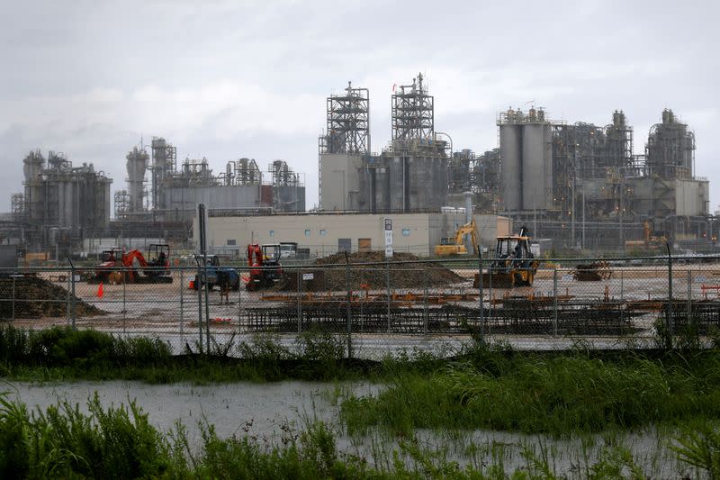FILE PHOTO: The Exxon Mobil Beaumont Polyethylene Plant is seen during tropical storm Harvey in Beaumont