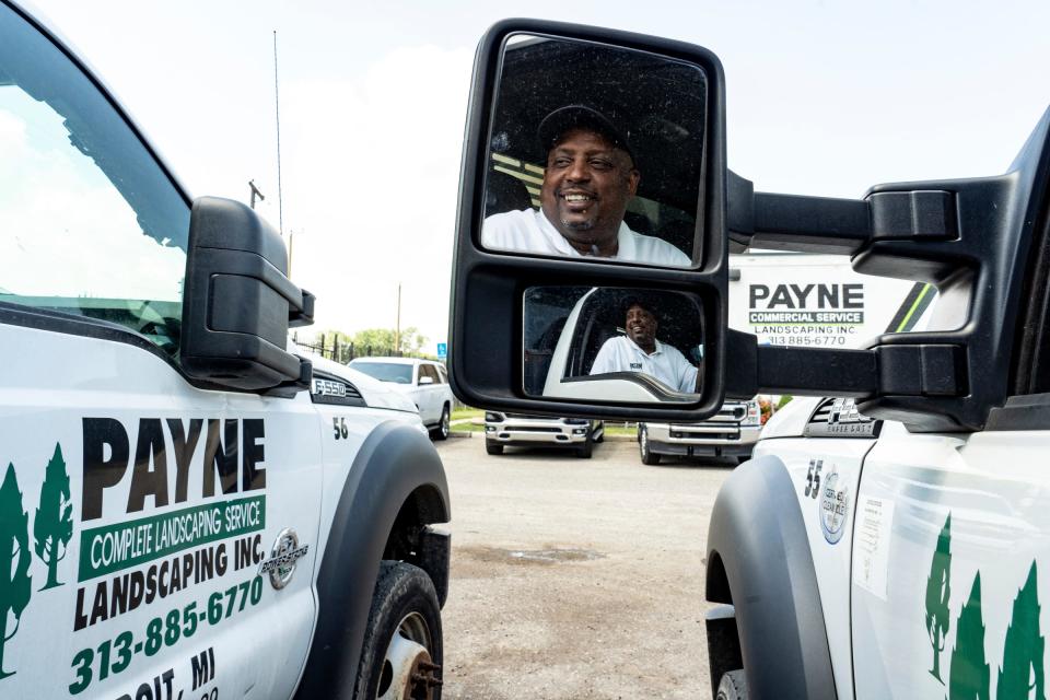 Payne Commercial Service Landscaping Inc. owner Terry Payne outside of the headquarters for his business on Detroit's east side on Thursday, June 16, 2022. Payne has been putting fellow Detroiters in a position to be successful since his days as the floor leader of the Kettering High School basketball team in the early 1980s.