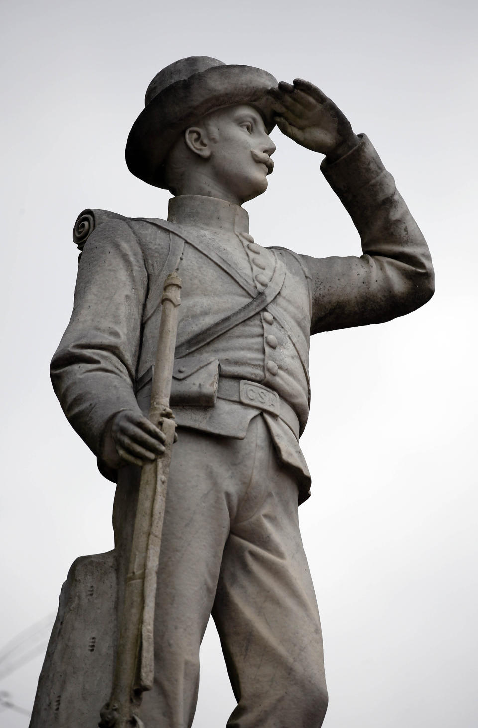 This is a Feb. 23, 2019 photograph of the Confederate soldier monument at the University of Mississippi in Oxford, Miss. The Associated Student Body Senate voted 47-0, Tuesday night, March 5, 2019, for a resolution asking the university's administrators to move the statue to the Confederate cemetery, behind the Tad Smith Coliseum, also on campus. (AP Photo/Rogelio V. Solis)