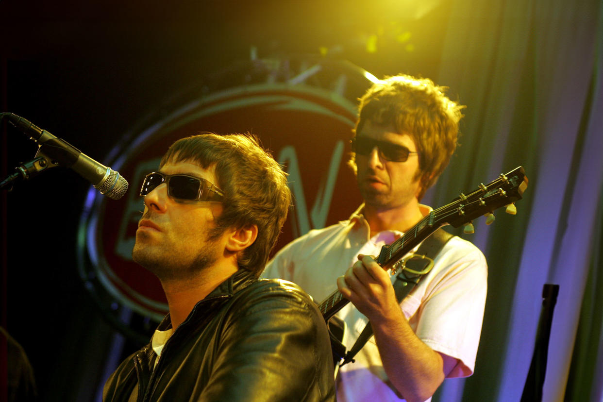 Liam Gallagher; Noel Gallagher; Oasis Paul Bergen/Redferns/GEtty Images