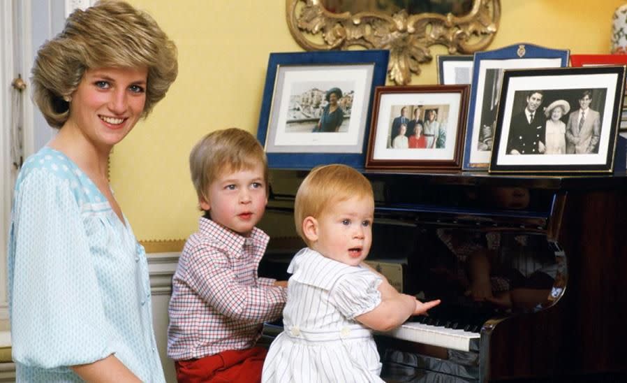 Princess Diana with Prince Harry and Prince William.