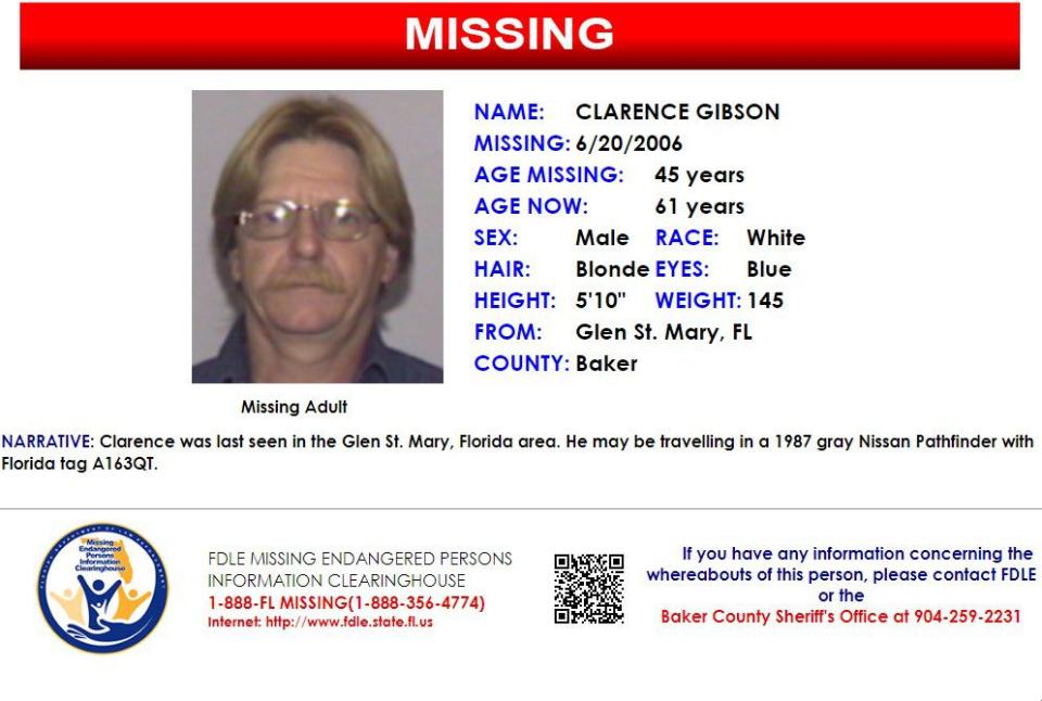 Clarence Gibson was reported missing from Glen St. Mary on June 20, 2006.