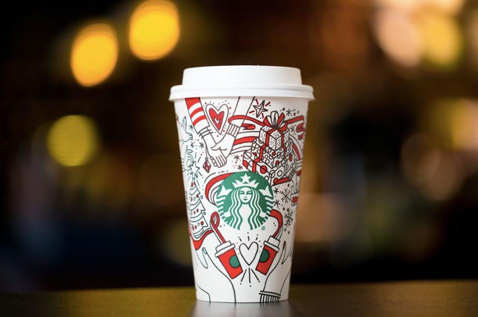 Ready to fill up with&nbsp;Chestnut Praline Latte, Caramel Brul&eacute;e Latte and Peppermint Mocha!&nbsp; (Photo: Starbucks)