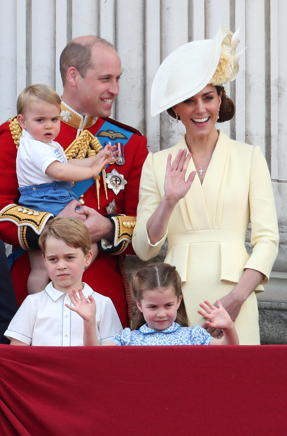 The royal joined his older siblings, George and Charlotte, and parents on the balcony at Buckingham Palace. <em>[Photo: Getty]</em>
