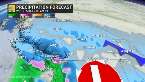 BC Wednesday precipitation Jan 14 2024