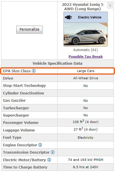 Just in case you’re curious, the EPA considers the Tesla Model Y a “Small Sport Utility Vehicle.”