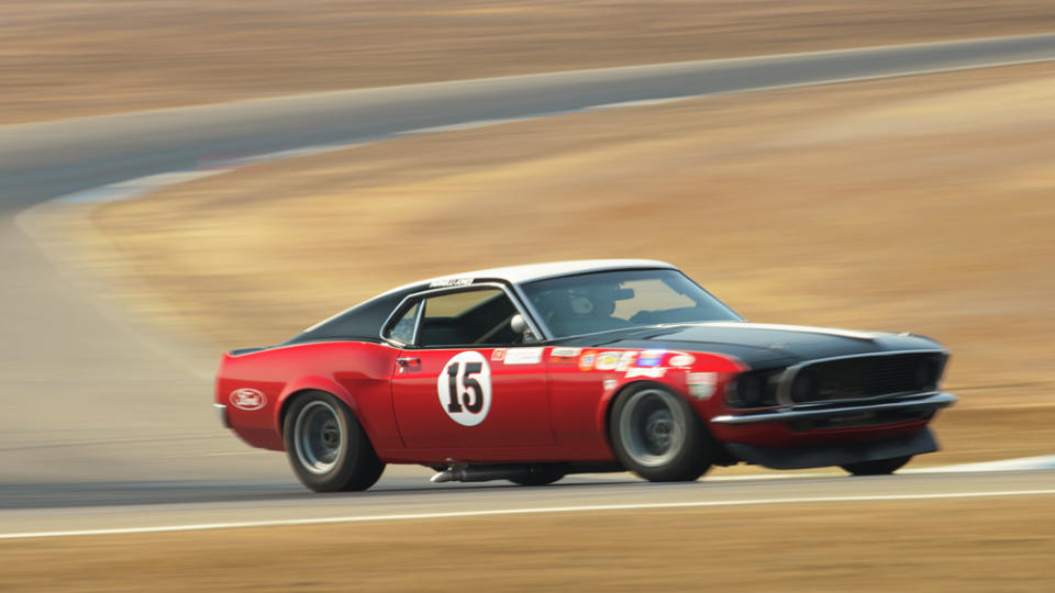 This 1969 Ford Mustang Boss 302 Trans-Am was once campaigned by racing greats Parnelli Jones and George Follmer. - Credit: Photo by Larry Chen, courtesy of Velocity Invitational.