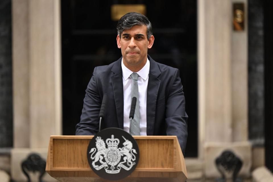 Rishi Sunak speaking outside 10 Downing Street on Friday (Getty Images)