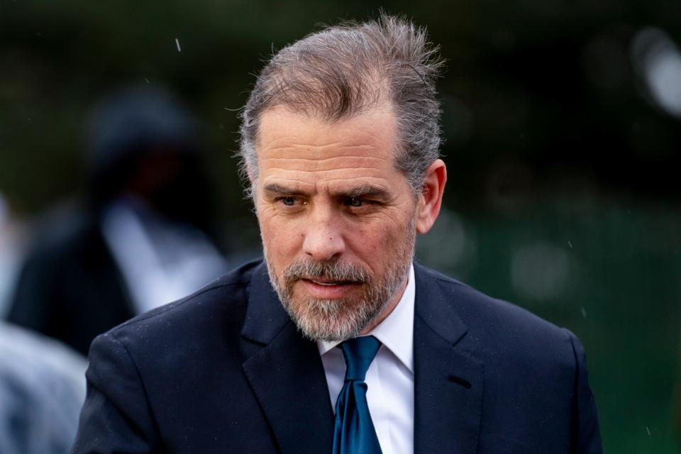 Hunter Biden, the son of President Joe Biden, speaks to guests during the White House Easter Egg Roll on the South Lawn of the White House, April 18, 2022, in Washington.