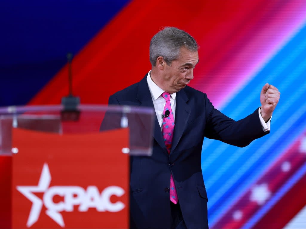 Nigel Farage speaks during the Conservative Political Action Conference (CPAC) on 25 February 2022 in Orlando, Florida (Joe Raedle/Getty Images)