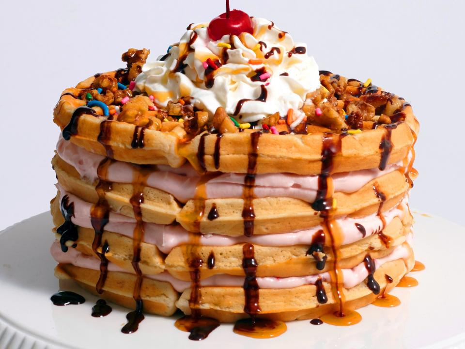 Banana Split Waffle Cake