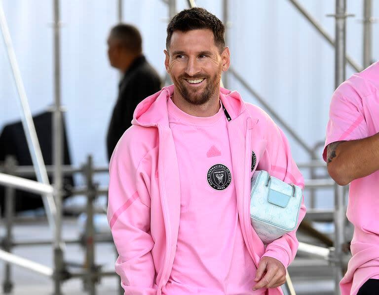 El astro argentino Lionel Messi del Inter Miami previo al partido contra Nashville SC en los octavos de final de la Copa de Campeones de la CONCACAF, el miércoles 13 de marzo de 2024, en Fort Lauderdale, Florida