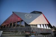 Oct 23, 2017; Atlanta, GA, USA; General view of the sunset on Mercedes-Benz Stadium following the MLS announcement that Atlanta will host the 2018 MLS All-Star game at Mercedes-Benz Stadium. Mandatory Credit: Jason Getz-USA TODAY Sports