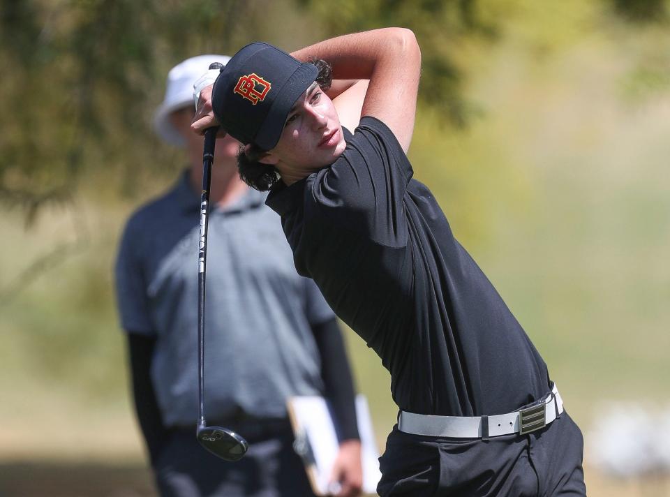 Max Margolis of Palm Desert tees off on the first hole at Mission Hills North during the DEL golf individual finals in Rancho Mirage, Calif., May 2, 2024.