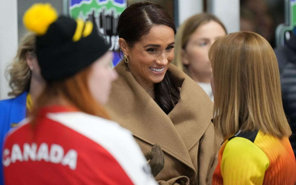 The Duchess of Sussex joined Curling competitors at a training session in Vancouver