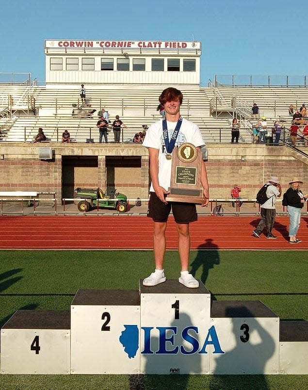 Pekin Edison 8th-grader Dylan Anderson is a five-sport athlete who won three state championship track events, finished second in a fourth, and accumulated enough points to give Edison an IESA state team championship even though he was the only athlete on the team in late May, 2023.