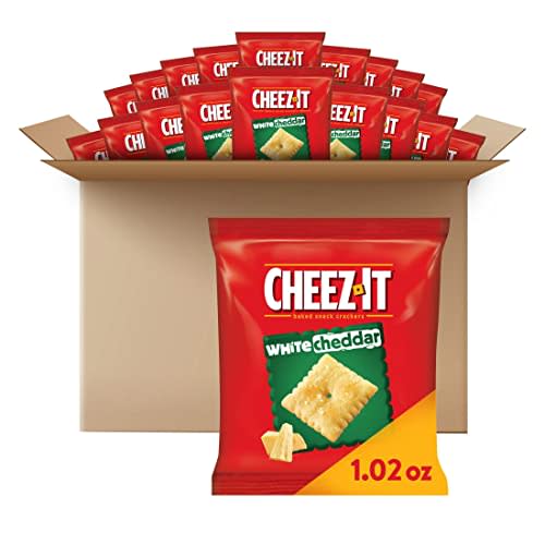 Cheez-It Cheese Crackers, Baked Snack Crackers, Office and Kids Snacks, White Cheddar, 40.8oz Case (40 Pouches)