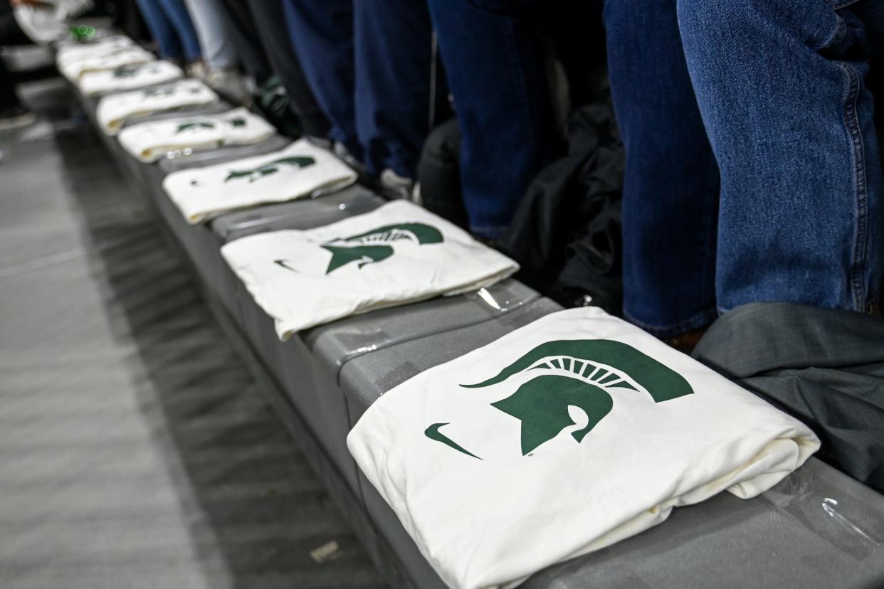 Eight seats in the Izzone remain open to honor the three killed and five injured in the shooting on campus last week during Michigan State's game against Indiana on Tuesday, Feb. 21, 2023, at the Breslin Center in East Lansing.