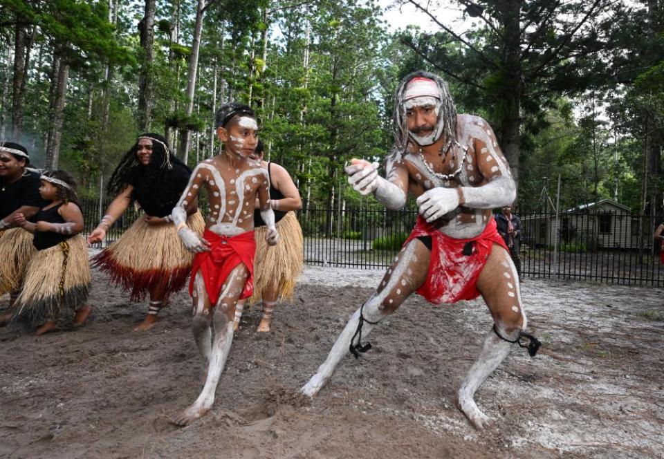 Members of the Butchulla people danced during the official ceremony for the renaming of Fraser Island to K’gari.