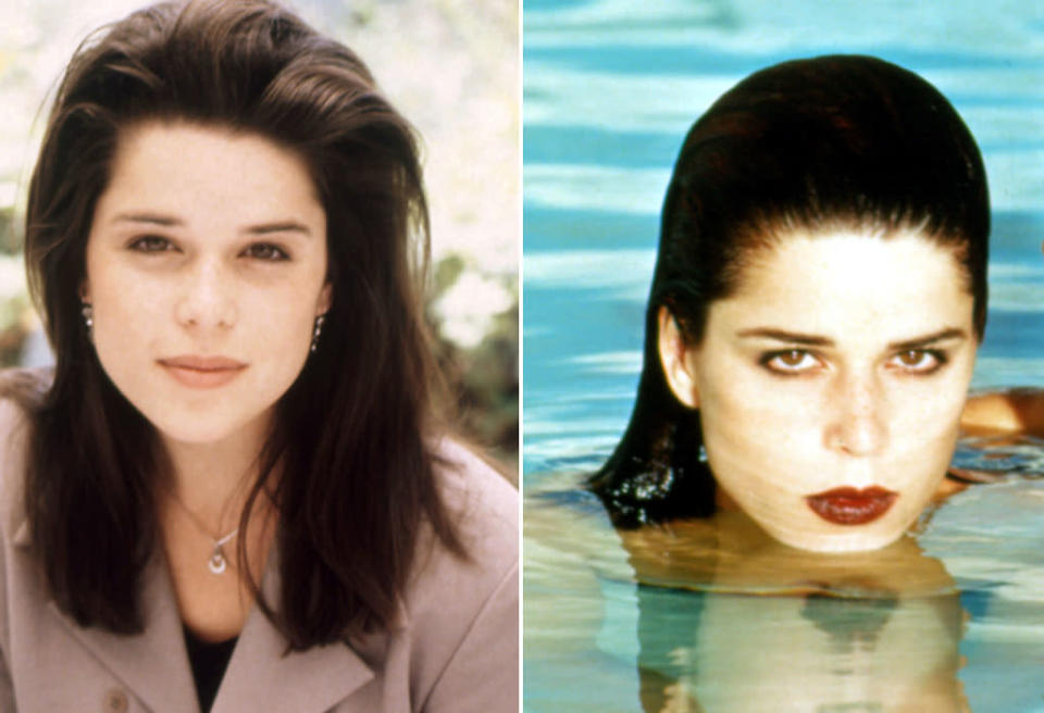 <b>Neve Campbell</b><br> Neve Campbell was a pretty practical San Franciscan teen in "Party of Five." But things got crazy when she appeared alongside a topless Denise Richards in 1998's "Wild Things."